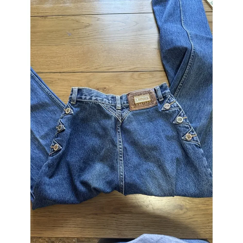 Vintage 90’s Lawman Western Slim Fit Straight‎ Leg Dark Blue Denim Jeans Size 1